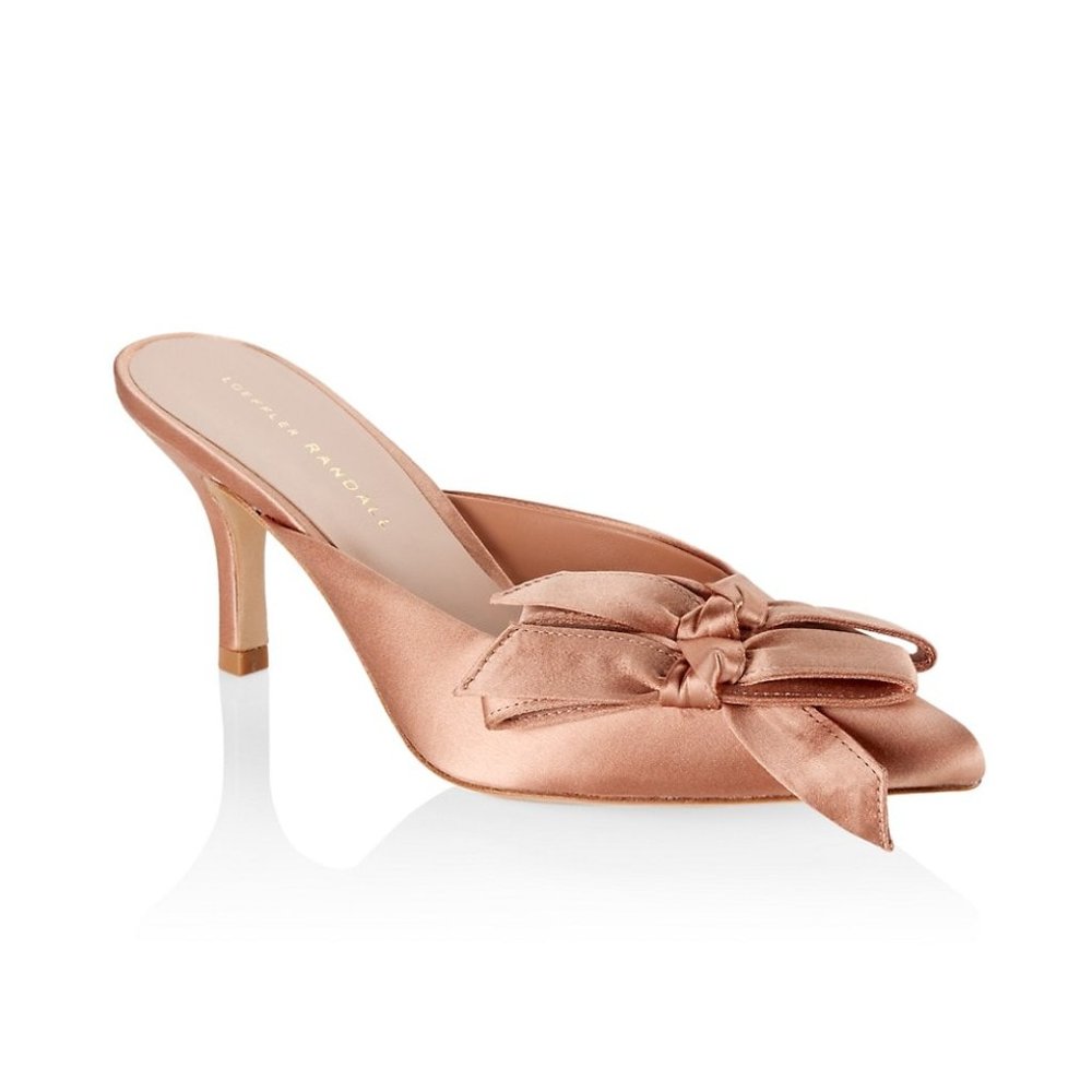 Loeffler Randall Fabienne Double-Bow Satin Mules Brand New!